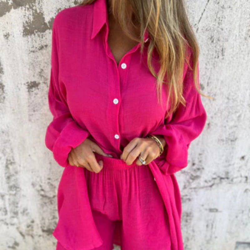 Conjunto de dos piezas de algodón y lino nuevo primavera y verano 2025-ES