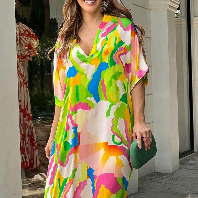 【M-XL】🌈Vestido formal con estampado pintado-ES