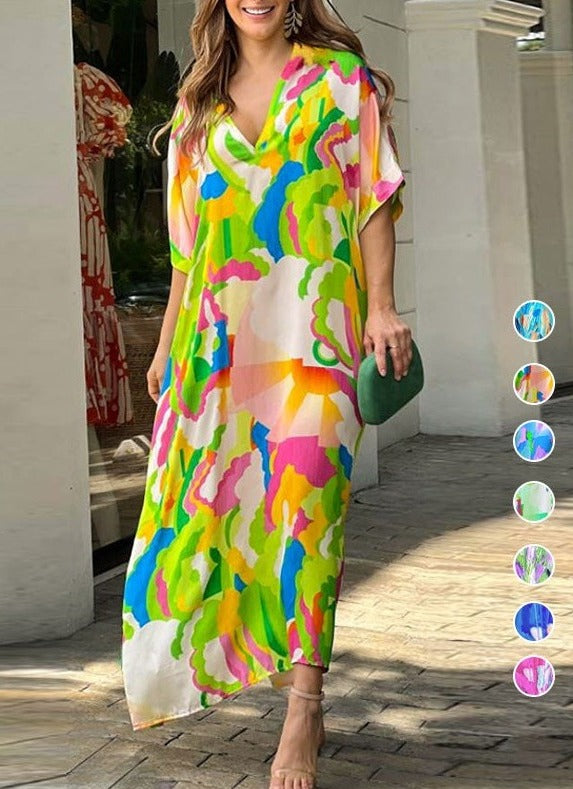 【M-XL】🌈Vestido formal con estampado pintado-ES