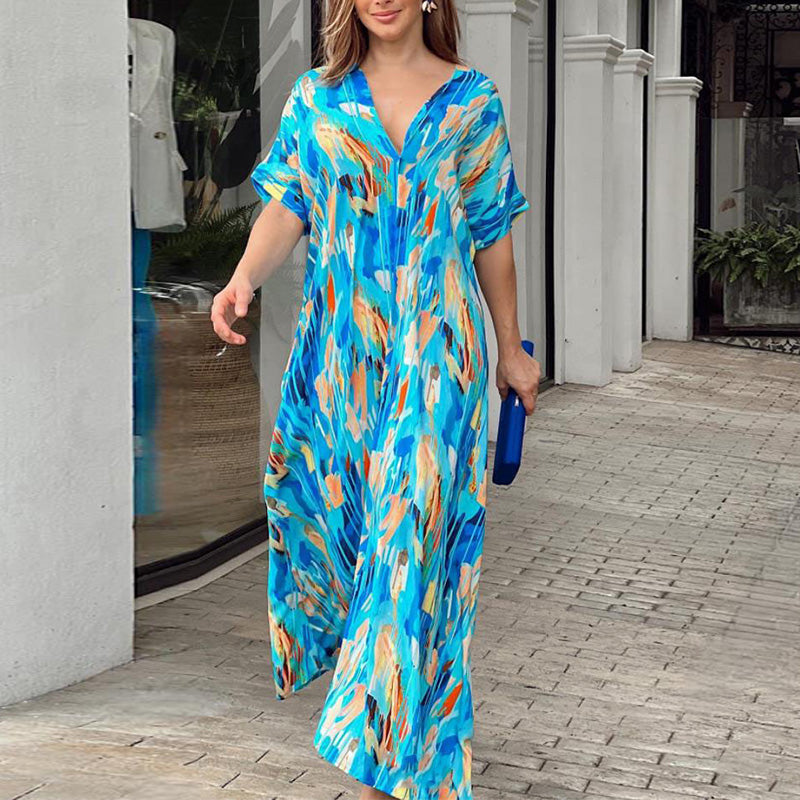 【M-XL】🌈Vestido formal con estampado pintado-ES