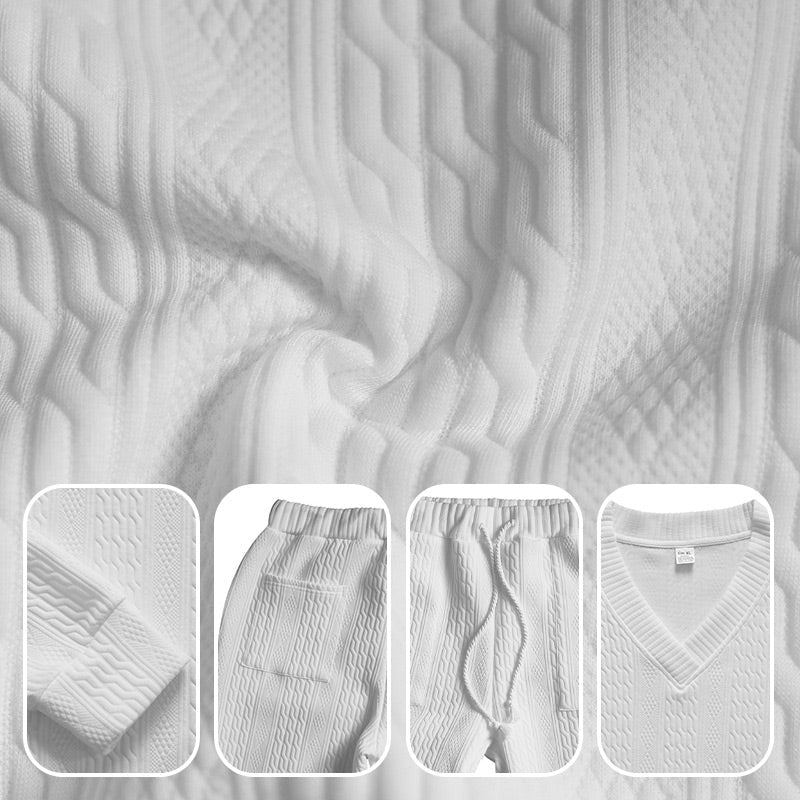 💥Περιορισμένη χρονική έκπτωση 50%💥Ανδρικό σετ 2 τεμαχίων φούτερ και παντελόνι jogger με V λαιμόκοψη-GR