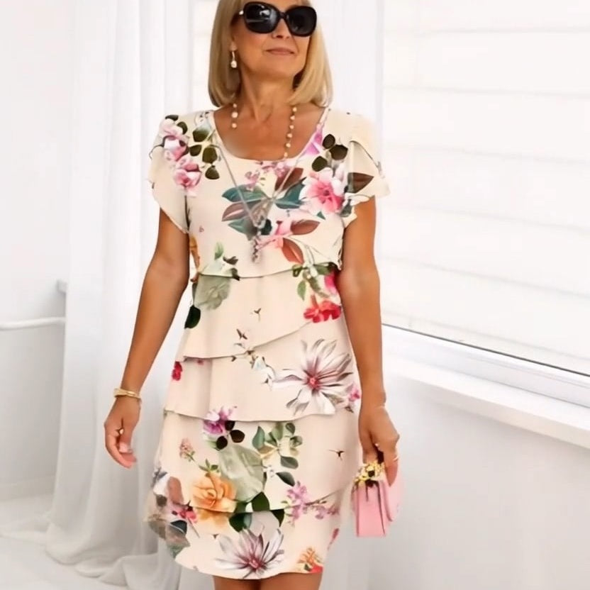 🌸Vestido de encaje con estampado floral multiplanta-ES