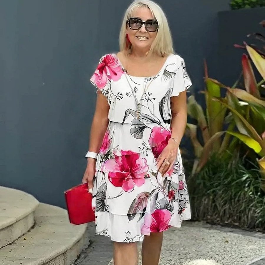 🌸Vestido de encaje con estampado floral multiplanta-ES