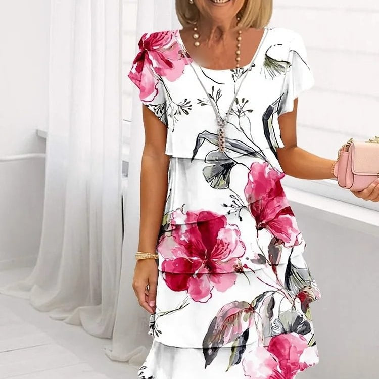 🌸Vestido de encaje con estampado floral multiplanta-ES