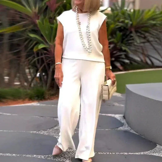 💖Ženska majica brez rokavov in hlače iz bombažnega perila-SI