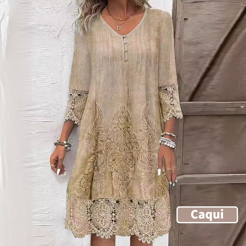 Elegantna ženska haljina s polurukavima i dubokim dekolteom-HR