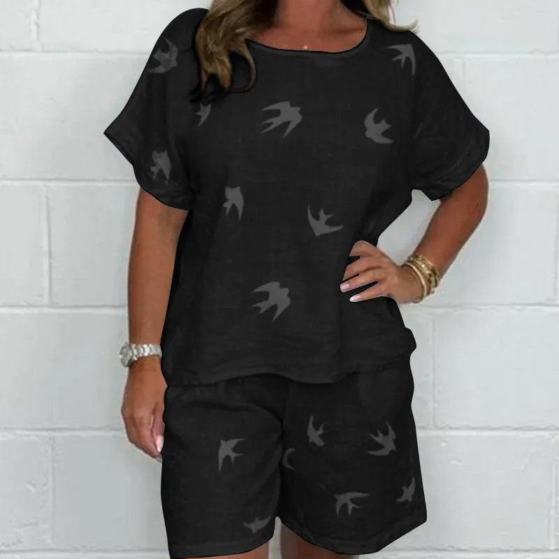 Traje casual cómodo de manga corta con estampado [S-3XL]-ES