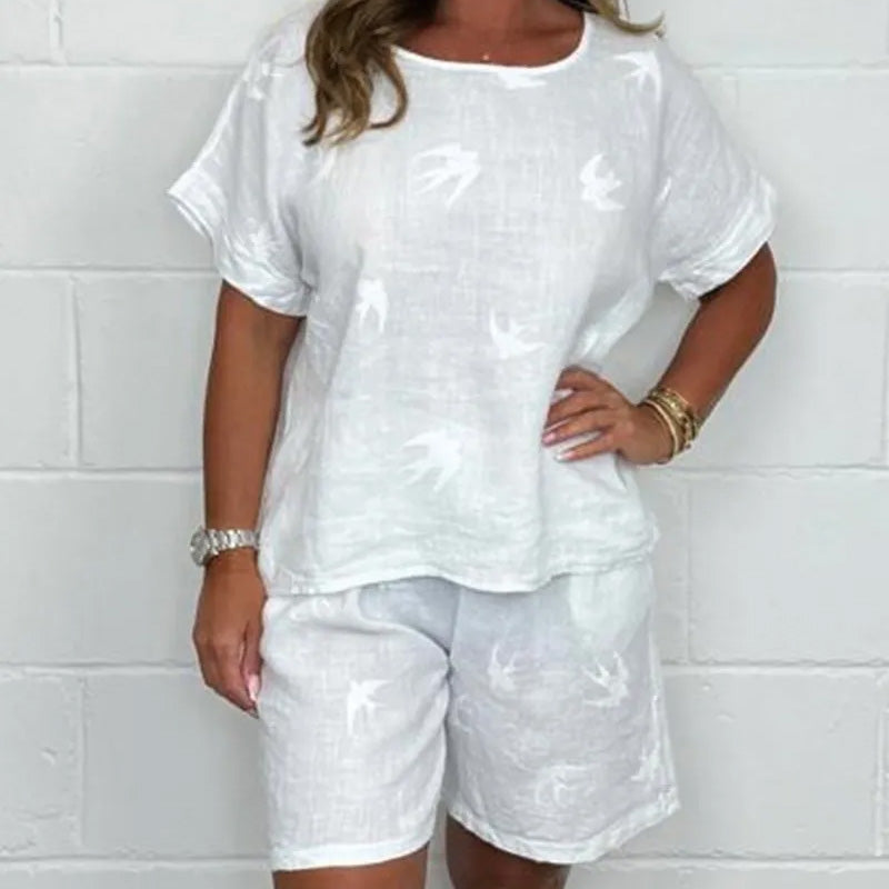 Traje casual cómodo de manga corta con estampado [S-3XL]-ES