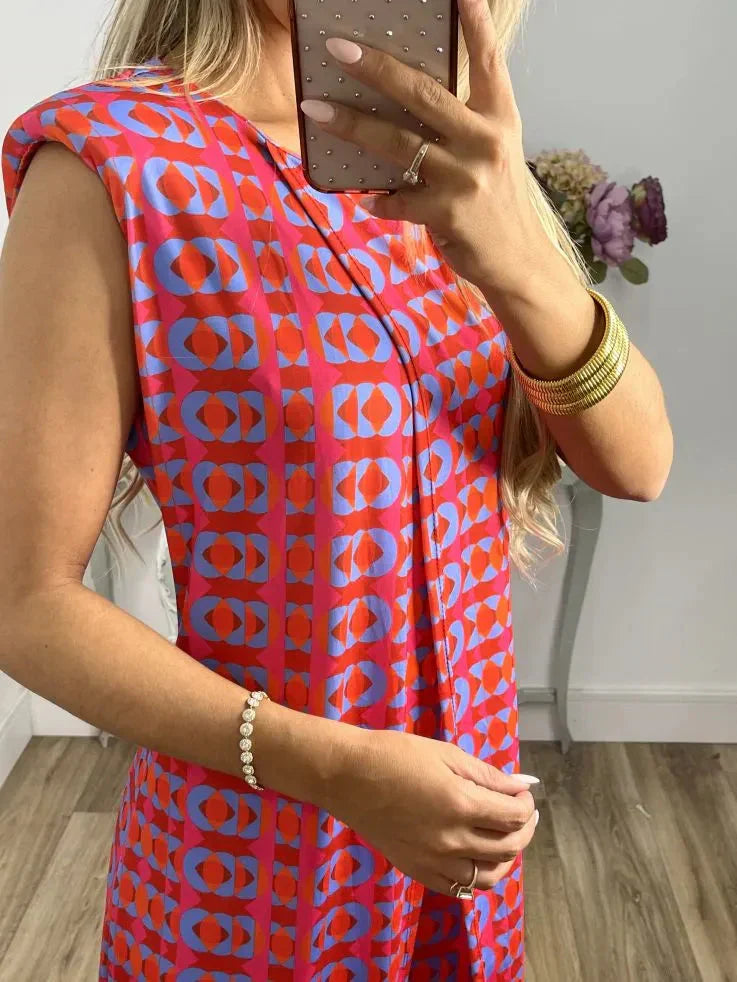 💐 Abstrakčiai margintas patogus moteriškas kostiumas-LT