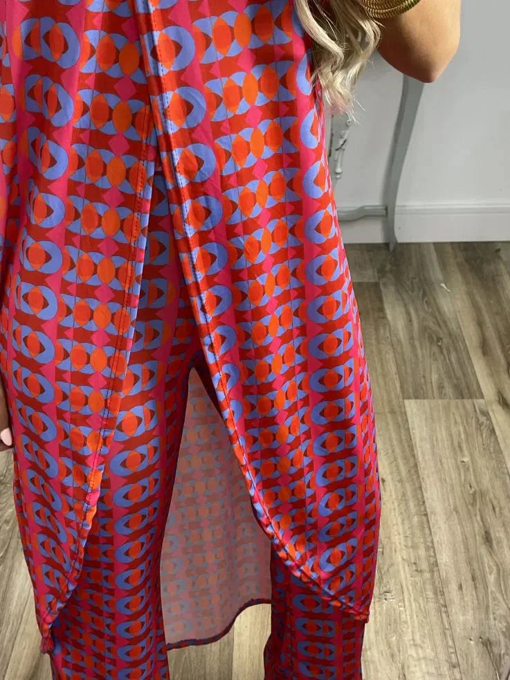 💐 Abstrakčiai margintas patogus moteriškas kostiumas-LT