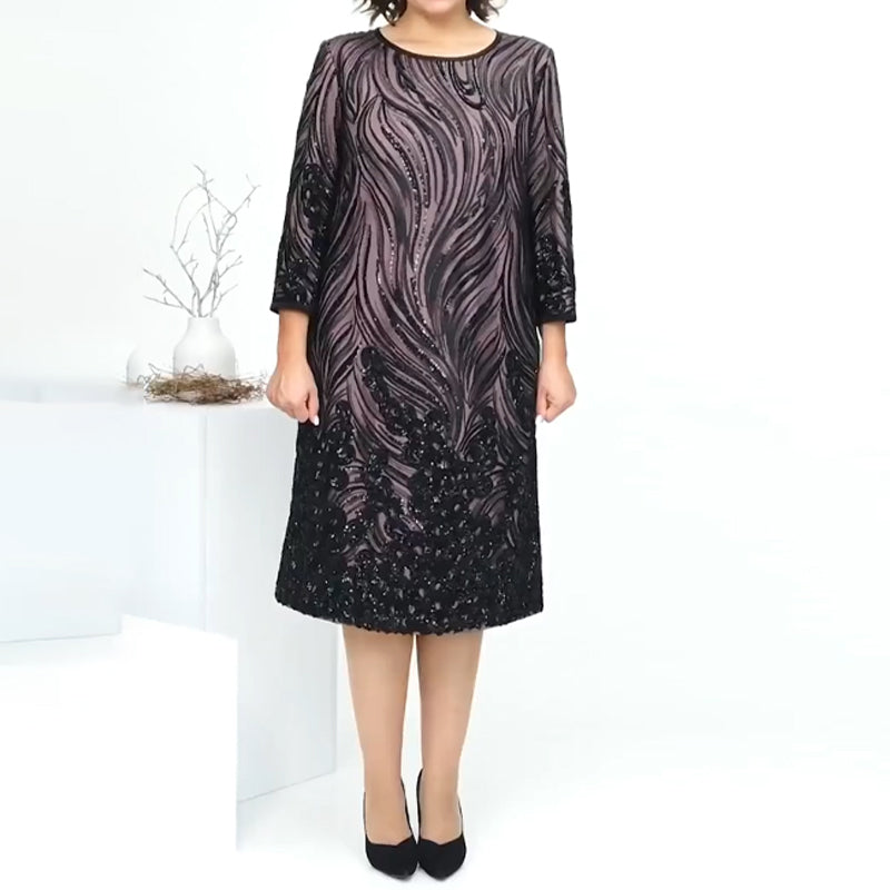 Vestido de noche de lentejuelas de corte A para mujer-ES