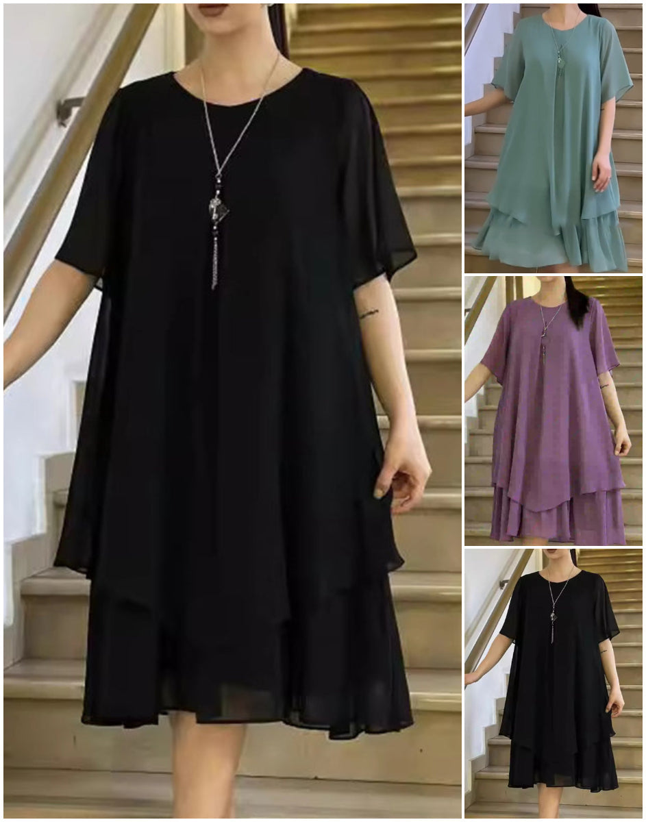 🔥👗Vestido suelto de mujer en color liso-ES