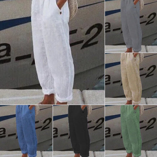 Kvėpuojančios lininės laisvalaikio kelnės-LT