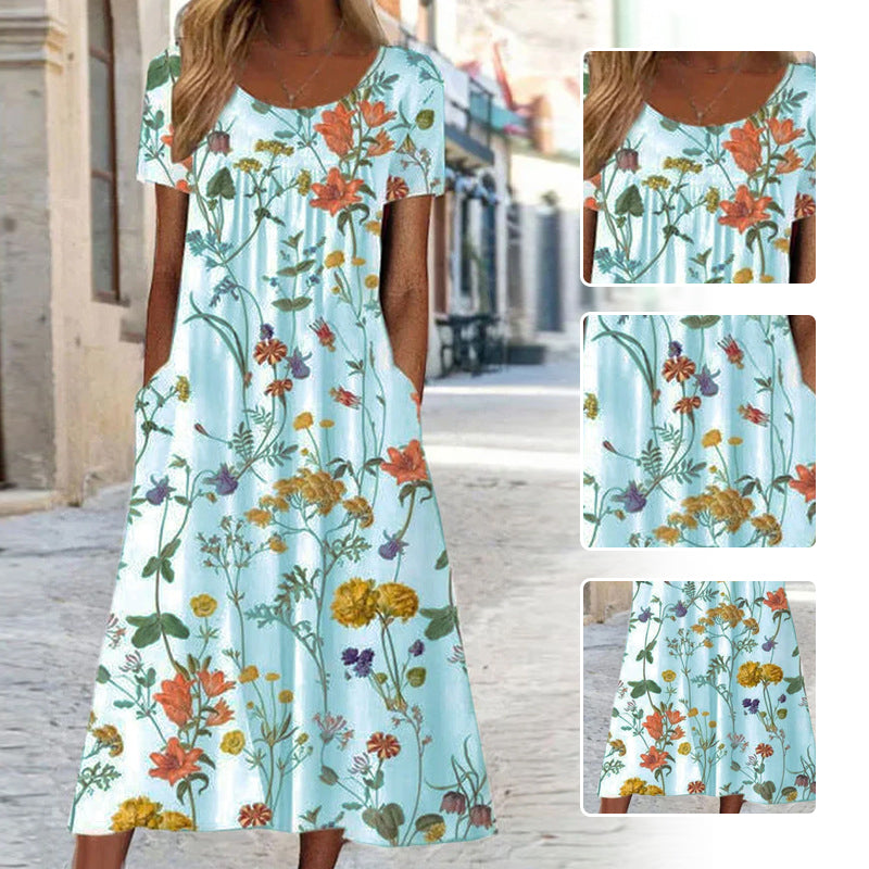 Vestido largo de mujer con estampado floral-ES