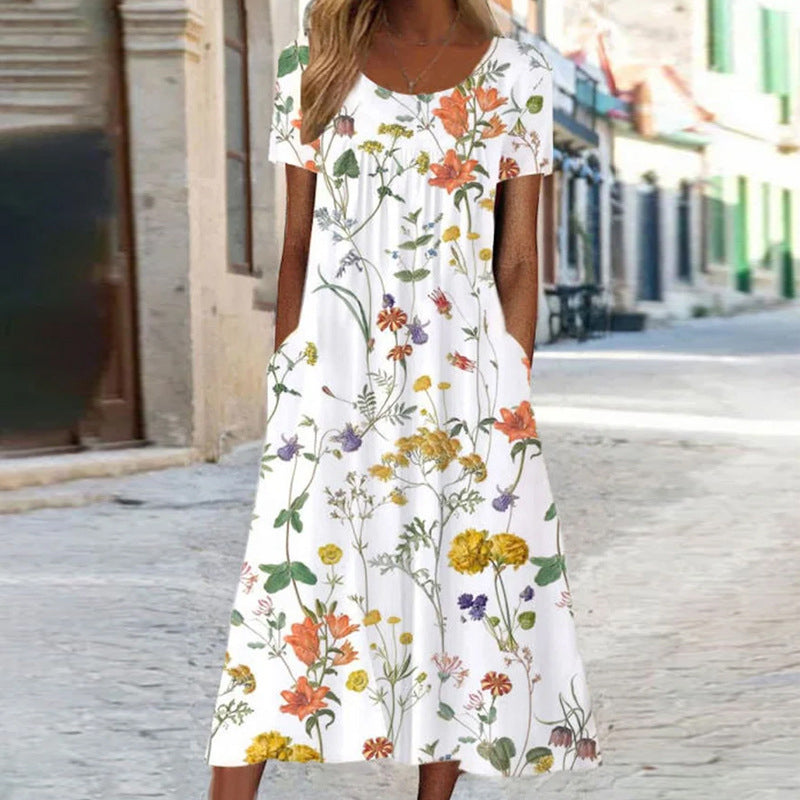 Vestido largo de mujer con estampado floral-ES