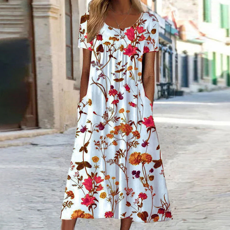 Vestido largo de mujer con estampado floral-ES