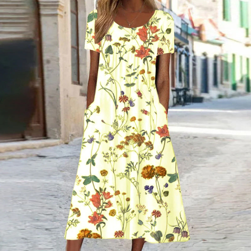 Vestido largo de mujer con estampado floral-ES
