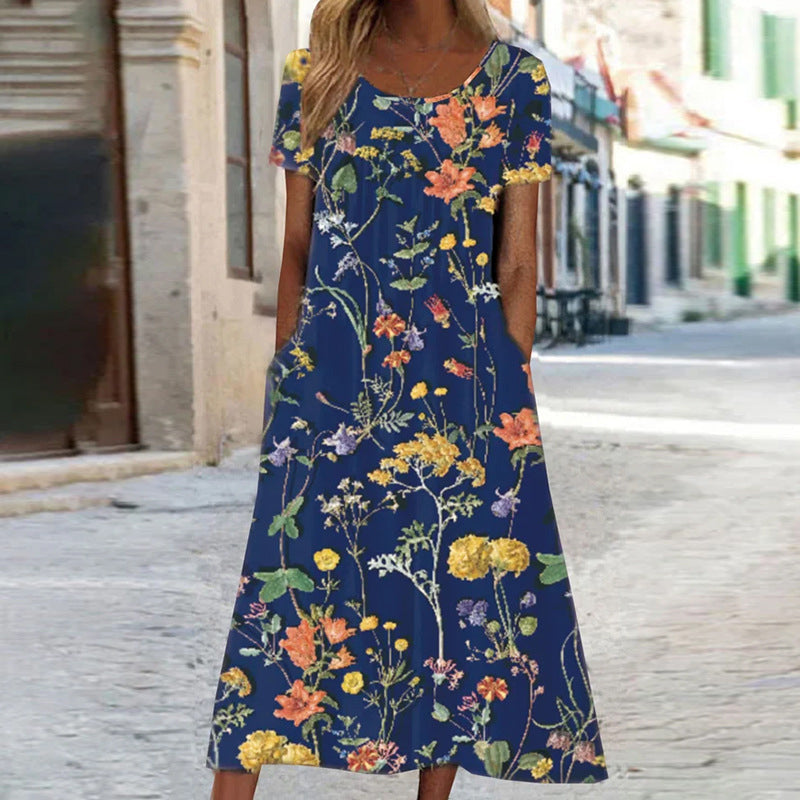 Vestido largo de mujer con estampado floral-ES