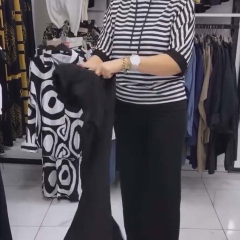 Conjunto de top de rayas y pantalón de color liso para mujer-ES