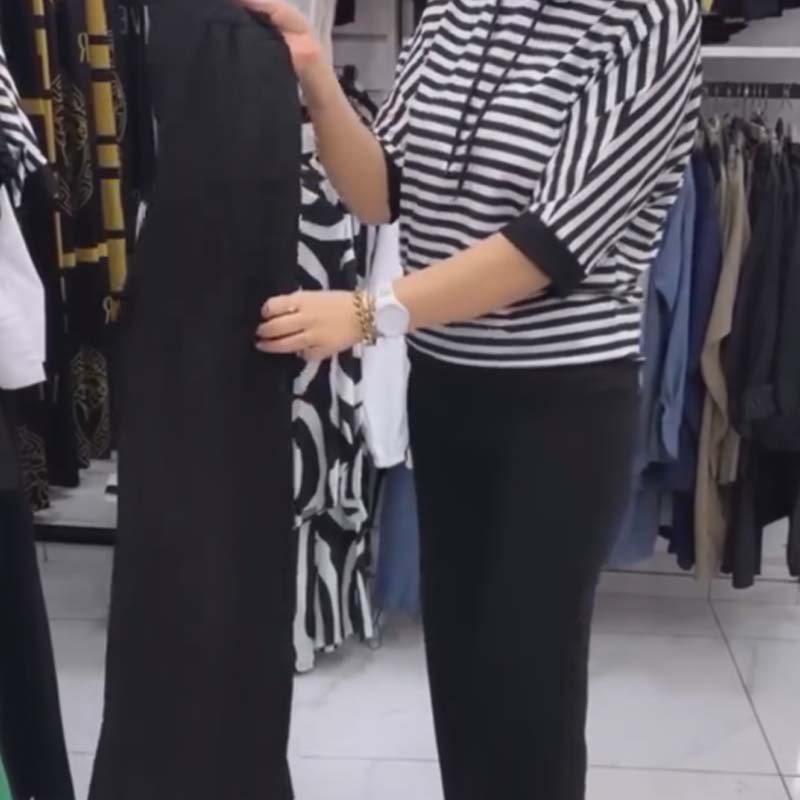 Conjunto de top de rayas y pantalón de color liso para mujer-ES