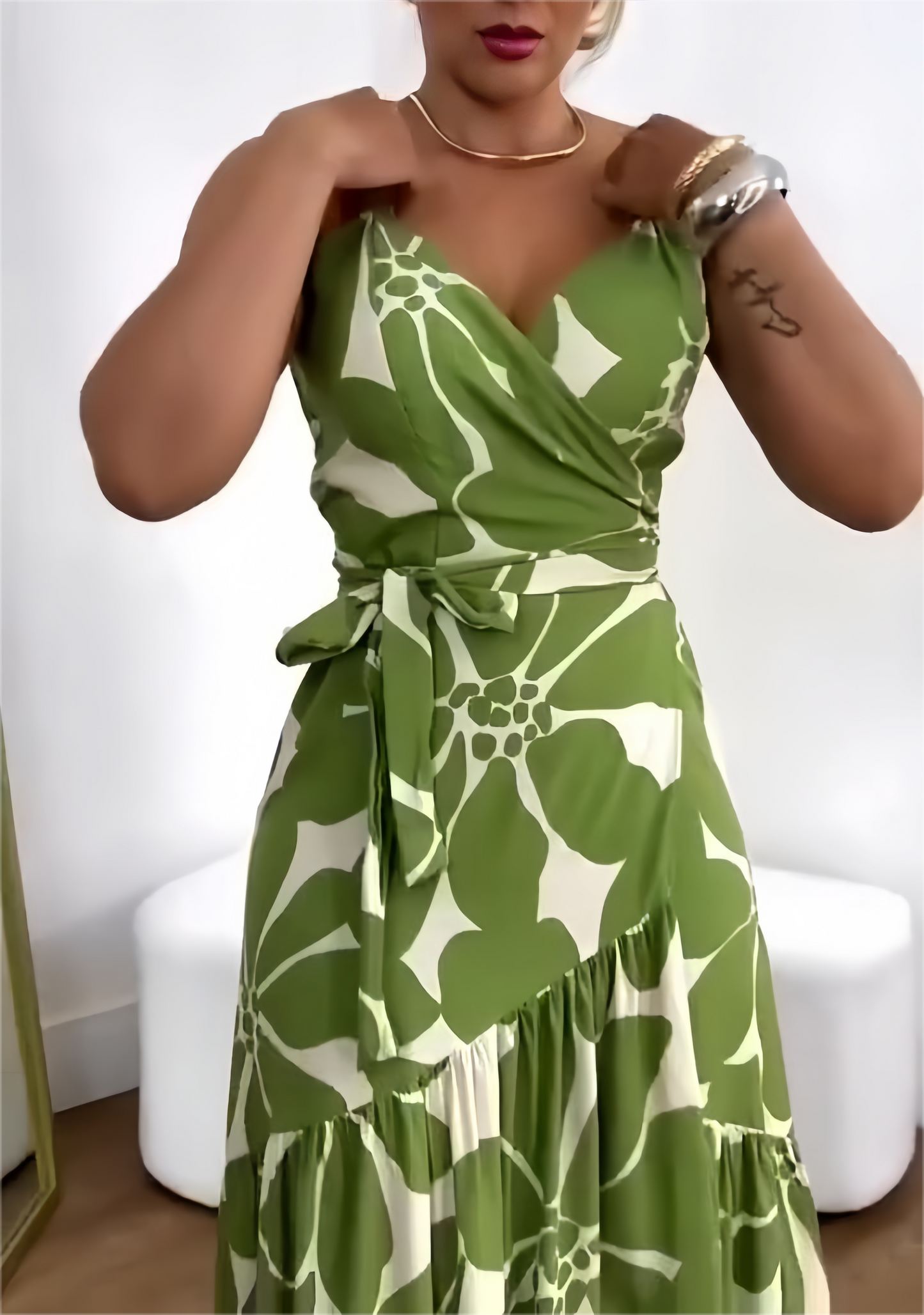 🌼 Vestidos casuales estampados con cuello en V para mujer-ES