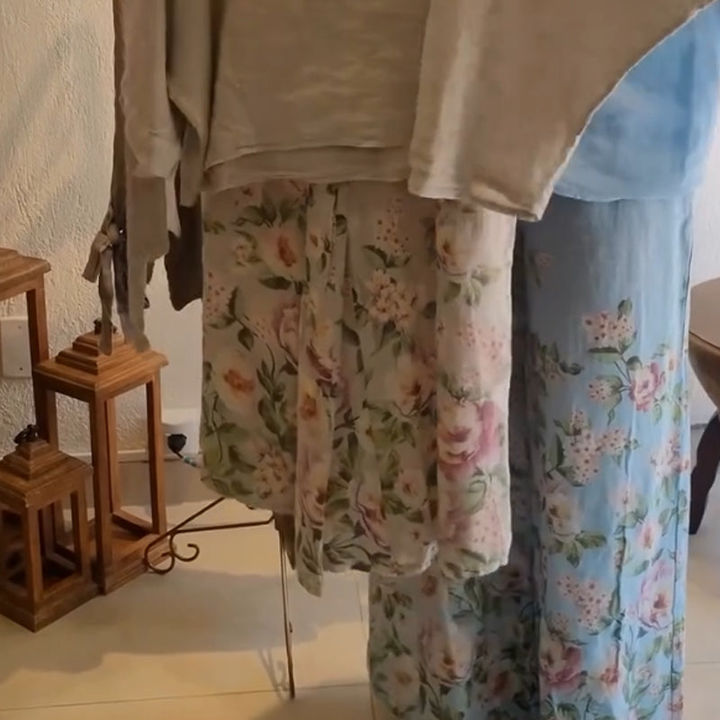 ⏳ Ribotą laiką taikoma 45 % nuolaida! 💥Moteriška laisvo kirpimo palaidinė ir plačios kelnės su gėlių raštu-LT