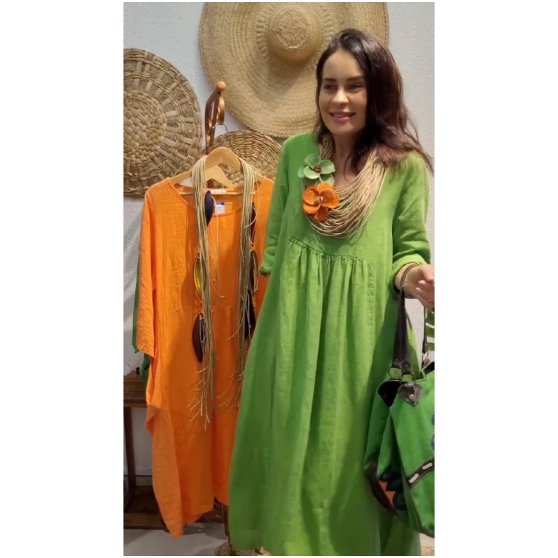 💖Venta limitada 20% de descuento💖Vestido casual de lino de manga larga bohemio para mujer-ES