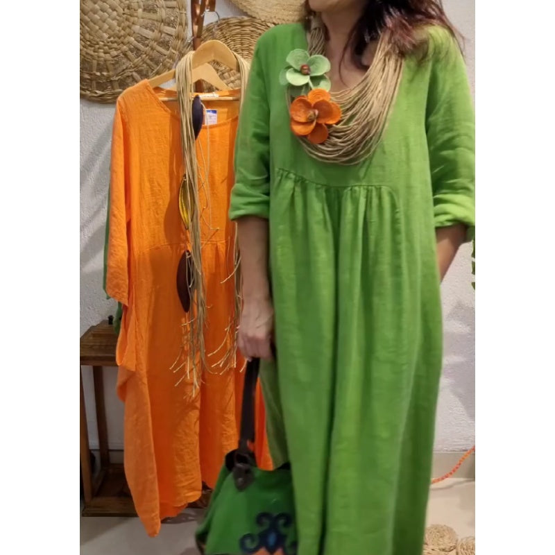 💖Venta limitada 20% de descuento💖Vestido casual de lino de manga larga bohemio para mujer-ES