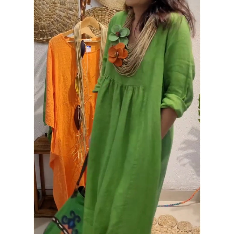 💖Venta limitada 20% de descuento💖Vestido casual de lino de manga larga bohemio para mujer-ES