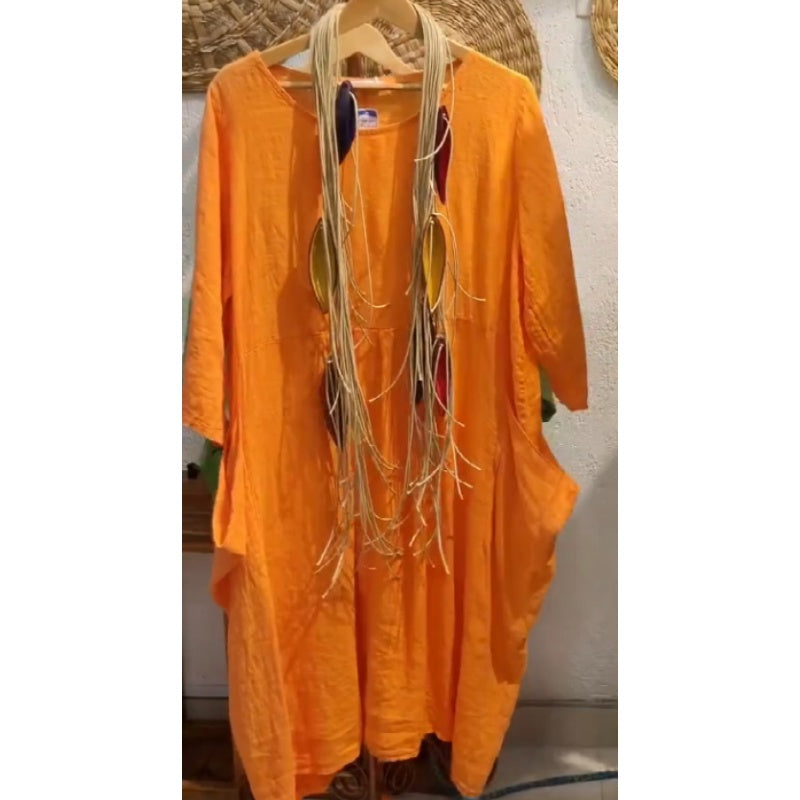 💖Venta limitada 20% de descuento💖Vestido casual de lino de manga larga bohemio para mujer-ES