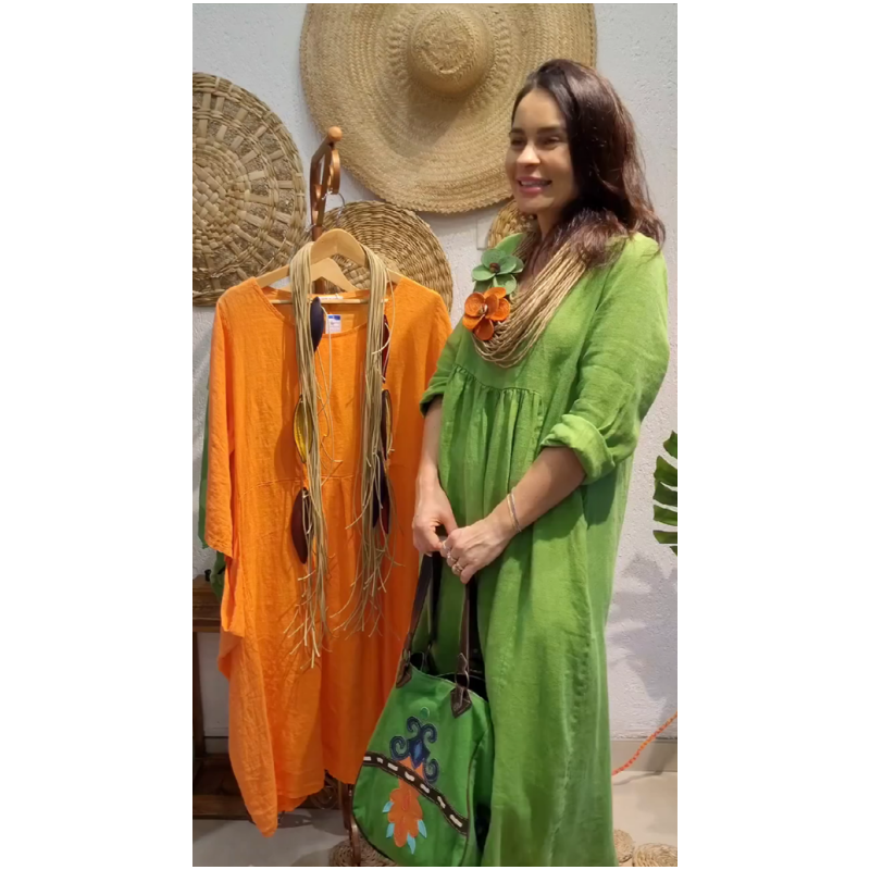 💖Venta limitada 20% de descuento💖Vestido casual de lino de manga larga bohemio para mujer-ES