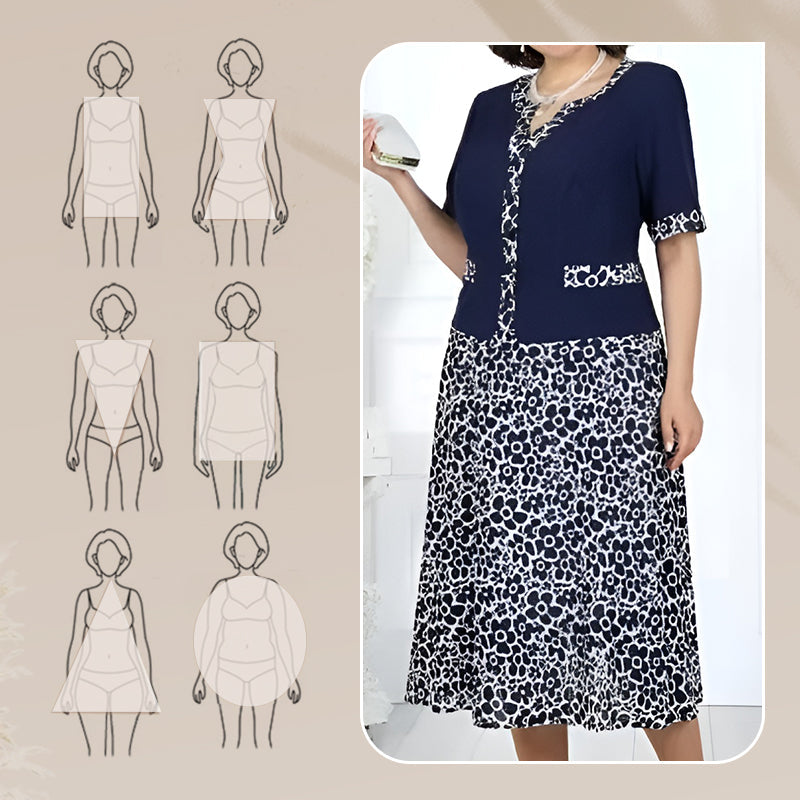 Γυναικείο κομψό φόρεμα δύο τεμαχίων σε απομίμηση με φλοράλ μοτίβο-GR