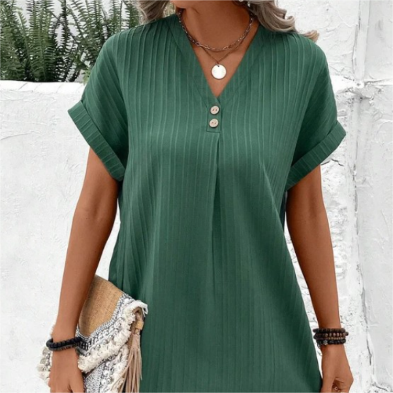 【M-3XL】🍃Vestido de mezcla de algodón y lino de color liso con botones-ES