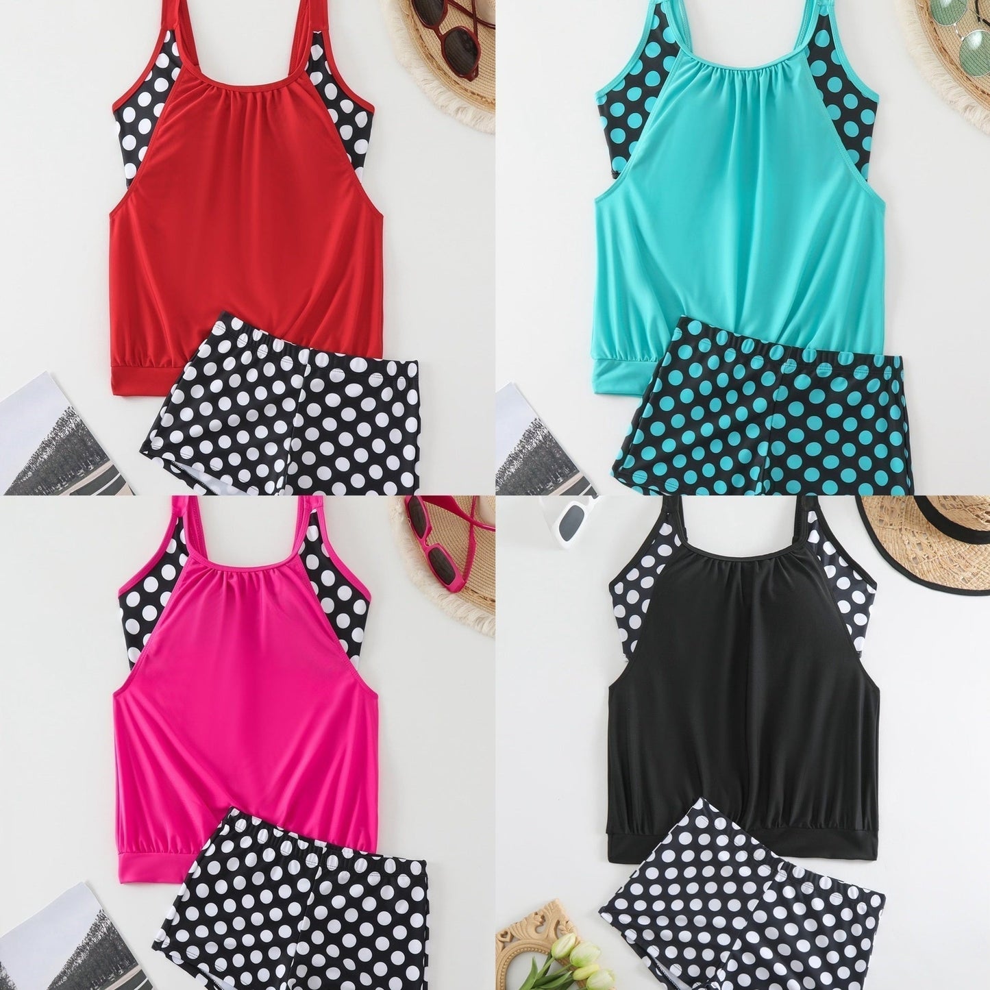 Traje de baño de dos piezas de lunares para mujer ✨-ES