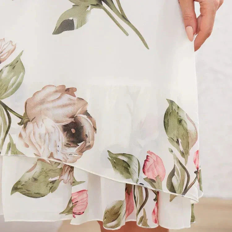 KUUM 50% 👗 Põsepunane kroonlehtedega kumav šifoonkleit-EE