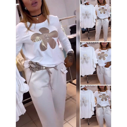 Moteriška palaidinė su gėlių raštu ir iškirpte-LT