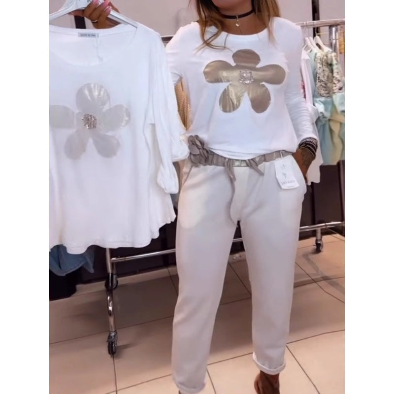 Top de mujer con estampado floral y escote-ES