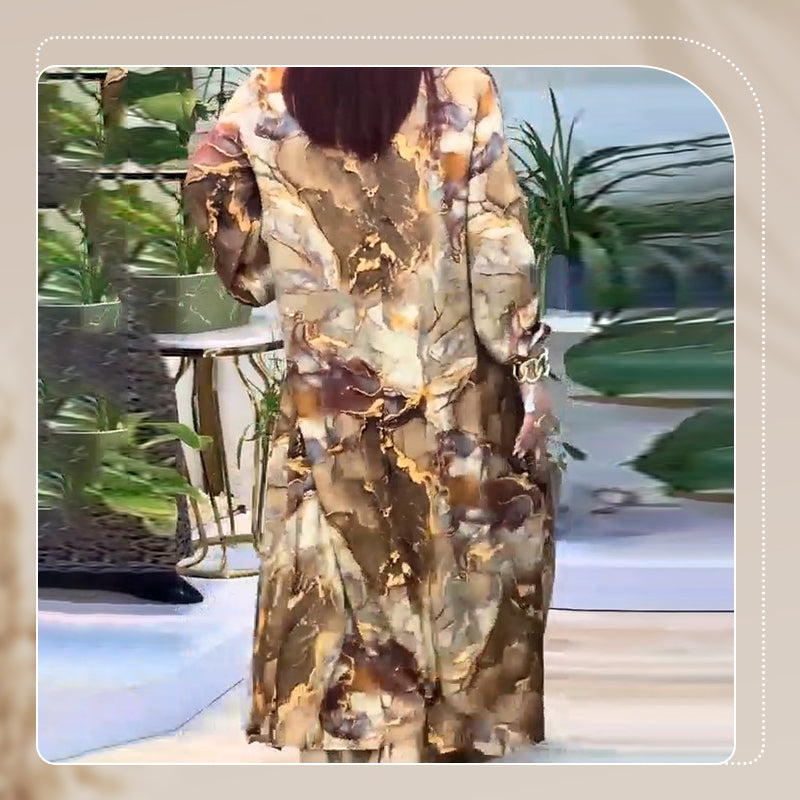 ❤️Moteriškas dviejų dalių komplektas su madinga spausdinta palaidine ir kelnėmis-LT