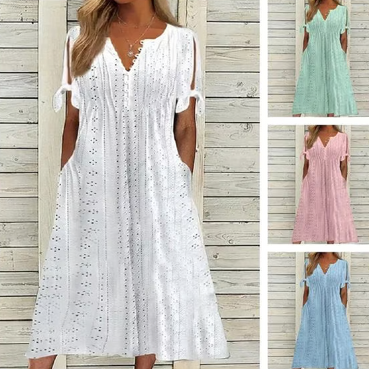 Elegante vestido de mujer con escote en V.-ES