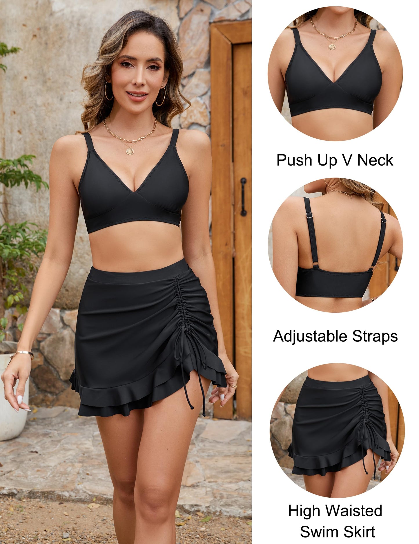 🔥👙Aukšto liemens bikinio komplektai moterims, kontroliuojančioms pilvuką ir languoti💖-LT