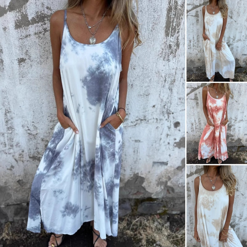 Vestido de tirantes finos con estampado de degradado de color tie-dye para mujer-ES