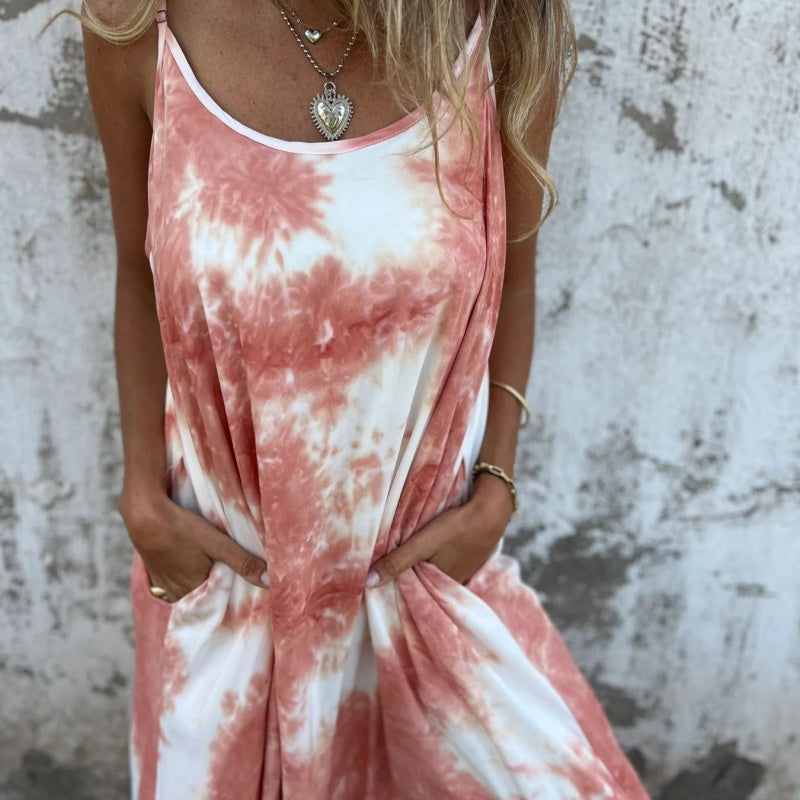 Vestido de tirantes finos con estampado de degradado de color tie-dye para mujer-ES