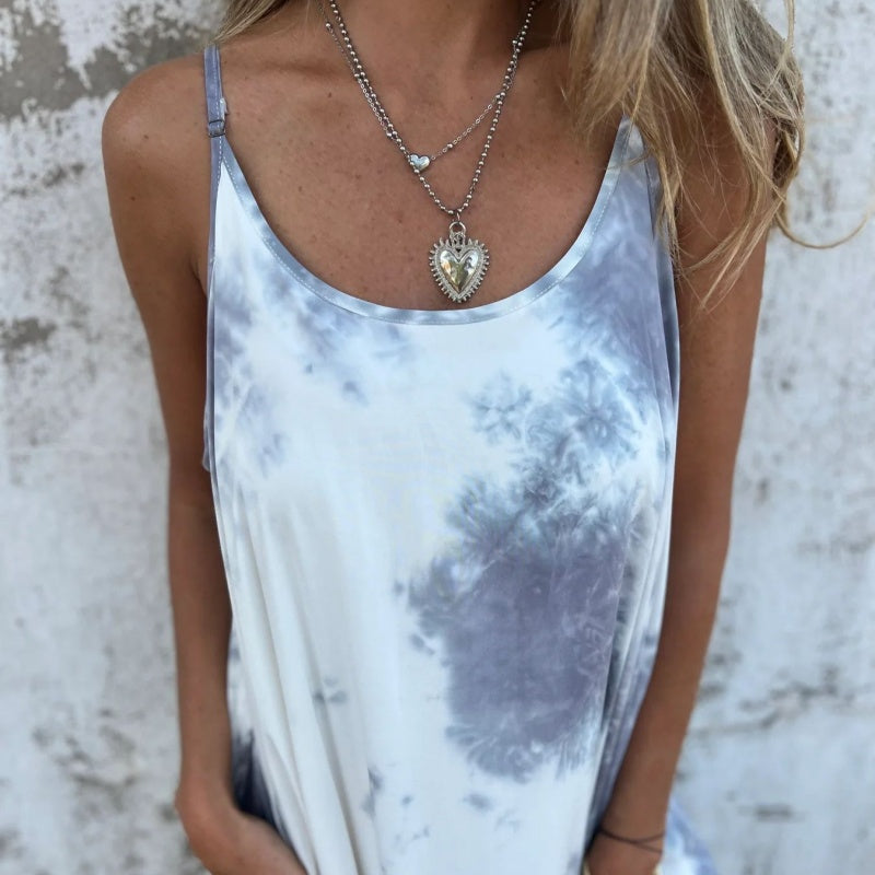 Vestido de tirantes finos con estampado de degradado de color tie-dye para mujer-ES
