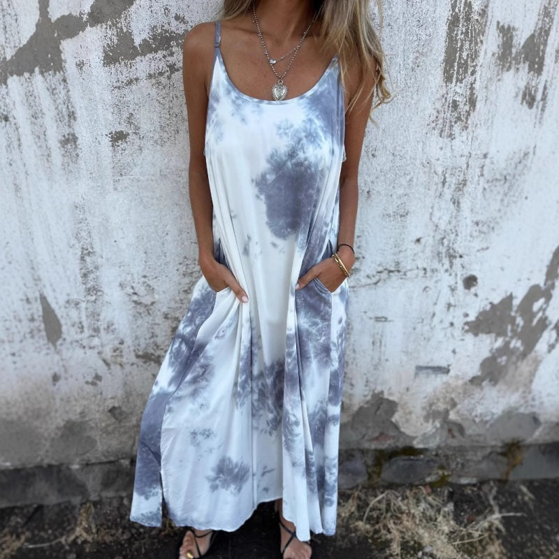 Vestido de tirantes finos con estampado de degradado de color tie-dye para mujer-ES