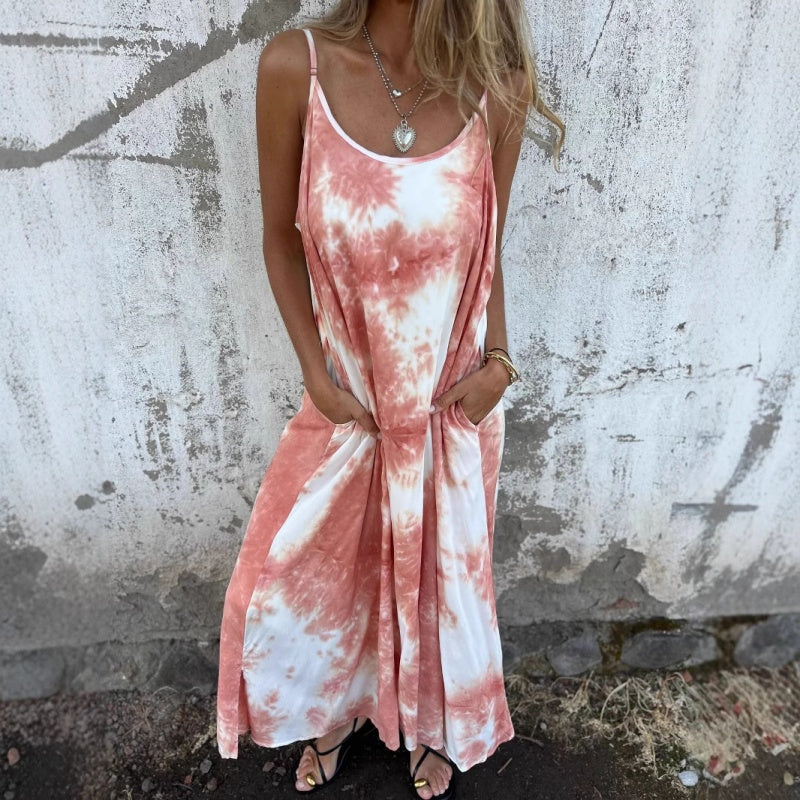 Vestido de tirantes finos con estampado de degradado de color tie-dye para mujer-ES