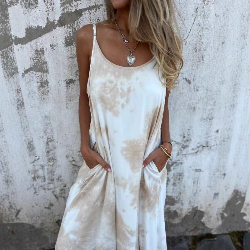 Vestido de tirantes finos con estampado de degradado de color tie-dye para mujer-ES
