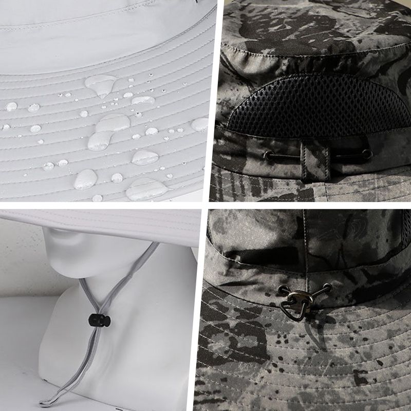 Vyriška žvejybinė kepurė su 2 nuimamais saulės ventiliatoriais-LT