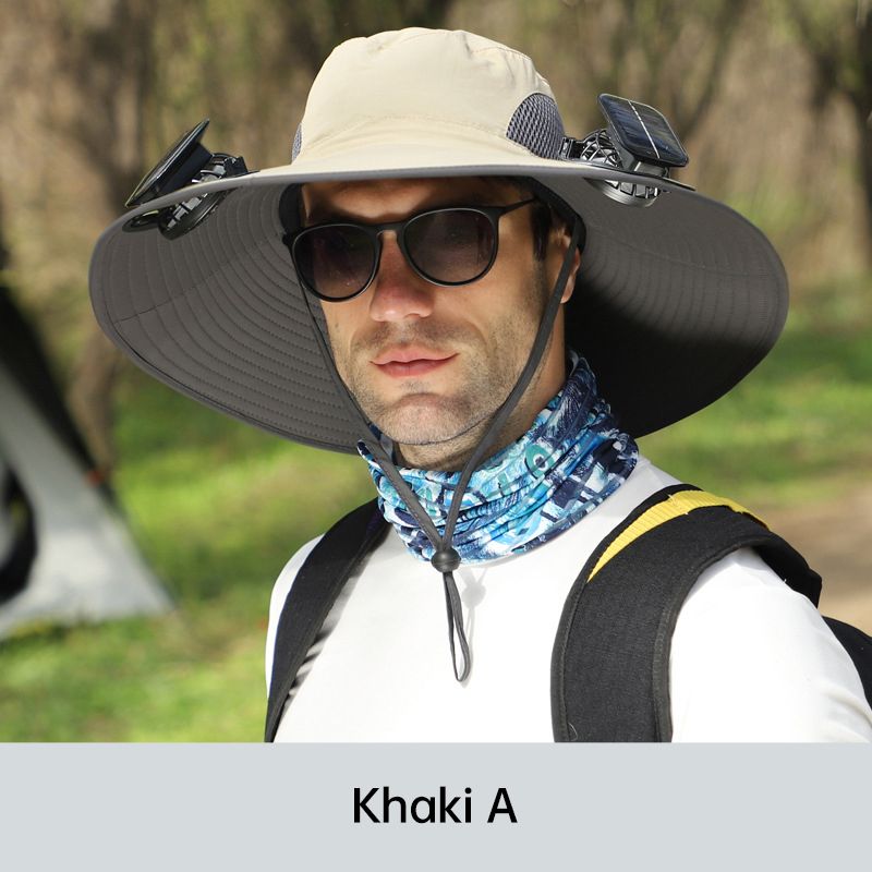 Vyriška žvejybinė kepurė su 2 nuimamais saulės ventiliatoriais-LT