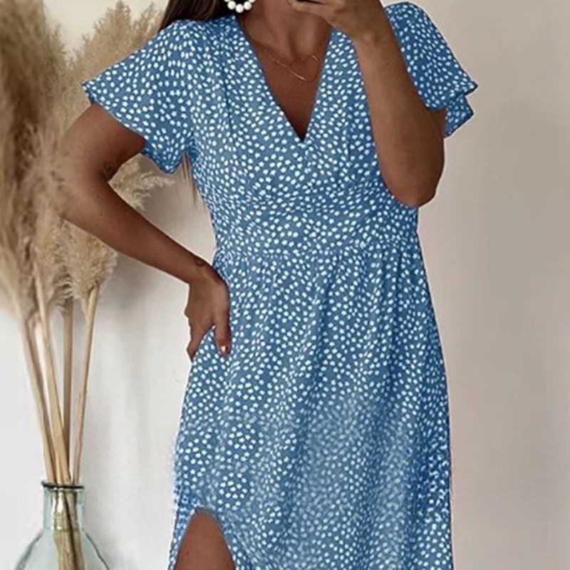 Σέξι γυναικείο μάξι φόρεμα με πλαϊνά σκισίματα-GR