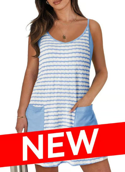 🎁Γυναικείο καλοκαιρινό φόρεμα χωρίς μανίκια με σορτς-GR